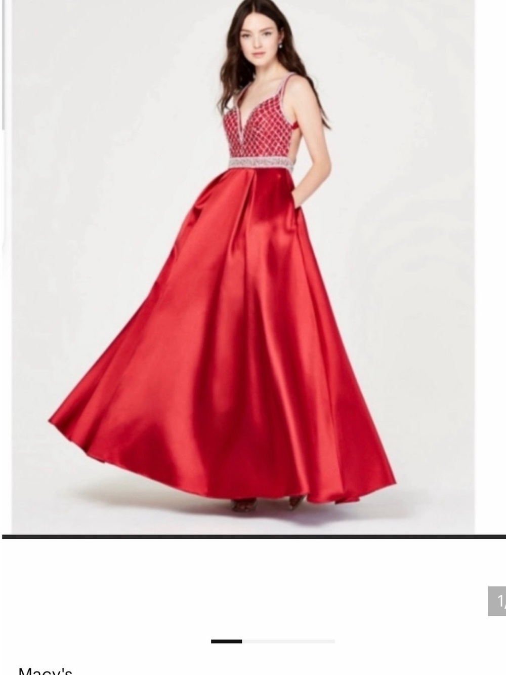 Red Beaded Satin Maxi Dress with Embellished Waist - Unbranded